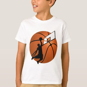 Camiseta Slam Dunk Baloncesto Jugador con Hoop en una bola