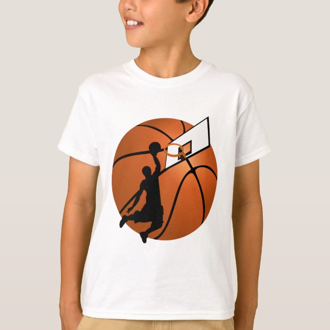 Camiseta Slam Dunk Baloncesto Jugador con Hoop en una bola (Anverso)