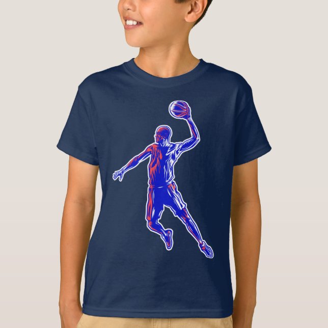 Camiseta Slam Dunk, jugador de baloncesto, diseño rojo y az (Anverso)