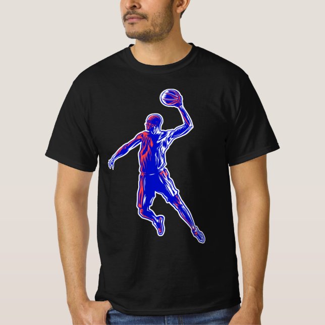 Camiseta Slam Dunk, jugador de baloncesto, diseño rojo y az (Anverso)
