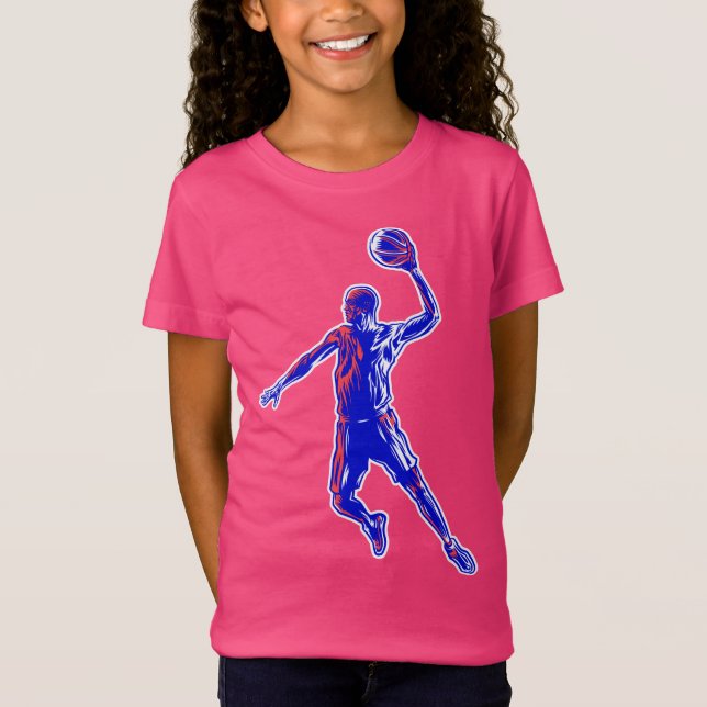 Camiseta Slam Dunk, jugador de baloncesto, diseño rojo y az (Anverso)