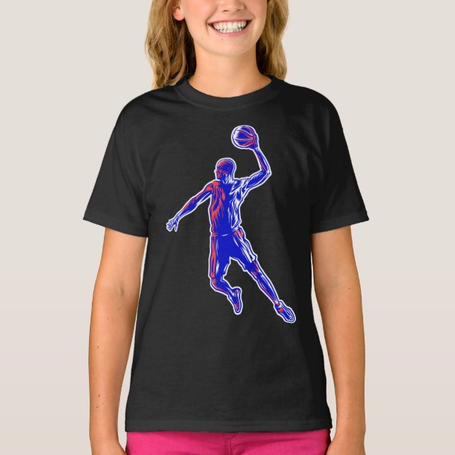Camiseta Slam Dunk, jugador de baloncesto, diseño rojo y az (Anverso)