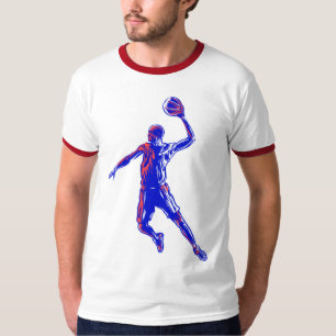 Camiseta Slam Dunk, jugador de baloncesto, diseño rojo y az