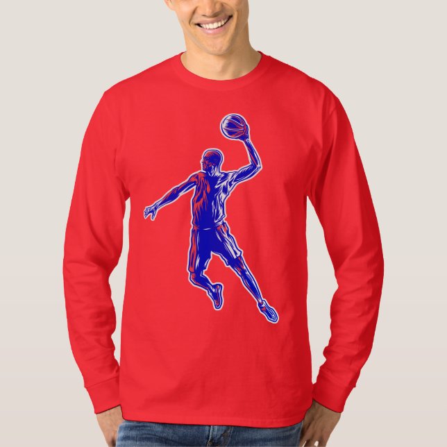 Camiseta Slam Dunk, jugador de baloncesto, diseño rojo y az (Anverso)