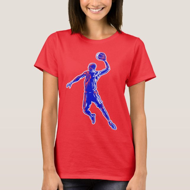 Camiseta Slam Dunk, jugador de baloncesto, diseño rojo y az (Anverso)