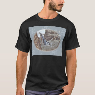 Camiseta Slate Gray Nuthatch Songbird Seasons Greetings