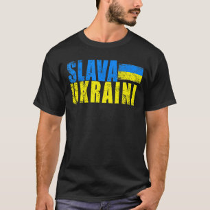 Camiseta SLAVA UKRAINI Colores de bandera ucraniana con ang