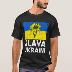 Camiseta Slava Ukraini Girasol Apoya a Ucrania Hombres Cami