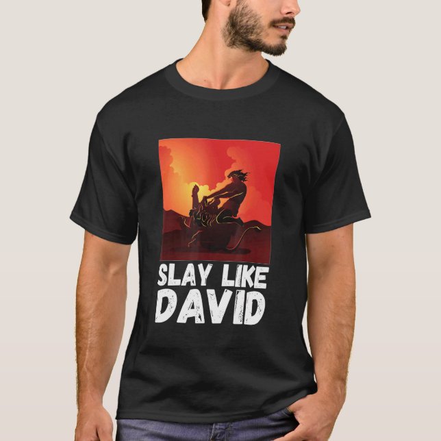 Camiseta Slay Like David Bible Theme Old Testament Christia (Anverso)