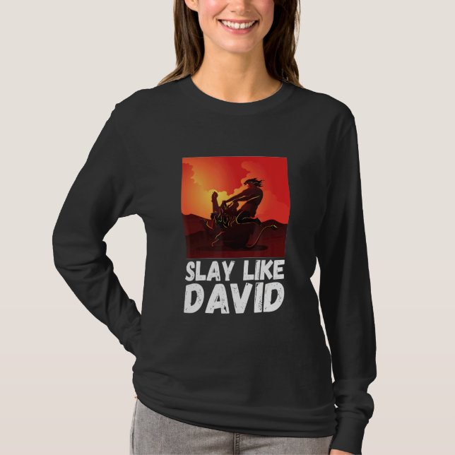 Camiseta Slay Like David Bible Theme Old Testament Christia (Anverso)