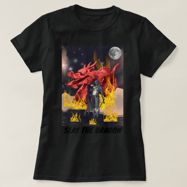 Camiseta Slay The Dragon Hombres Mujeres Niños Chicas Drago (Diseño del anverso)