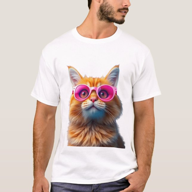 Camiseta Sleek Feline 3D Sungafas Tee (Anverso)