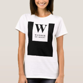 Camiseta Sleek Newly Wed Monogram | Black Minimalist Weddin