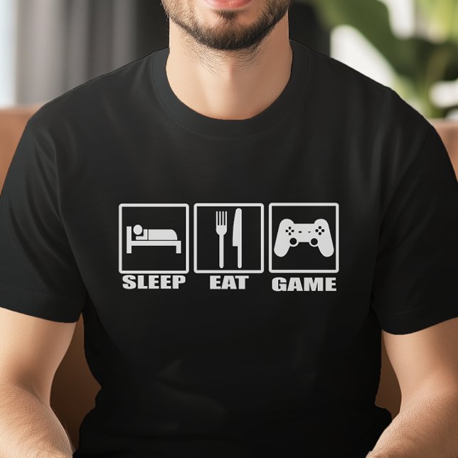 Camiseta Sleep Eat and Game Funny Gamer (Level up your style factor !)