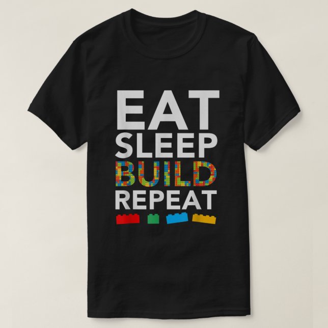 Camiseta Sleep Eat Build Repetir bloques de construcción Ma (Diseño del anverso)