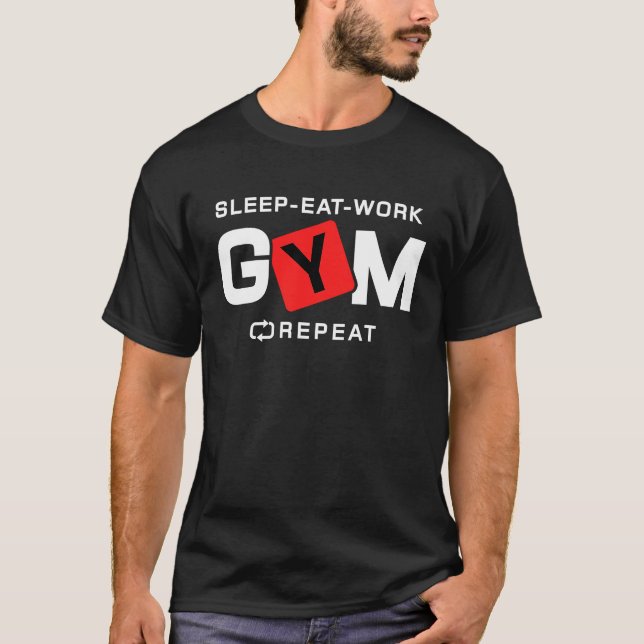 Camiseta Sleep Eat Work Gym Repeat Workout Fitness (Anverso)