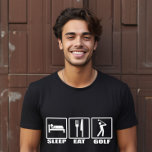 Camiseta Sleep Ee and Golf Funny Golfer<br><div class="desc">Sleep Eat and Golf Funny Golfer T-Shirt - Ahora nos damos cuenta que encontrar el regalo perfecto para un amante del golf puede ser un poco complicado. No mires más cuando descubramos esta hilarante camiseta especialmente diseñada para el fanático del golf. La camiseta de Eat Sleep Golf con símbolos para...</div>