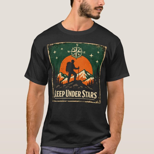 Camiseta Sleep Under Stars – Stargazing Camper Nature Tee (Anverso)