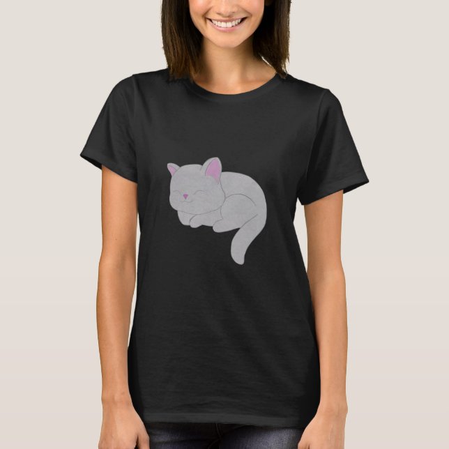 Camiseta Sleeping Grey Kitten T-Shirt (Anverso)