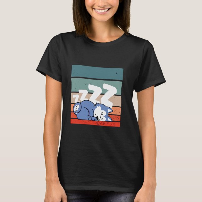 Camiseta Sleeping husky cartoon style adorable zzz animal D (Anverso)