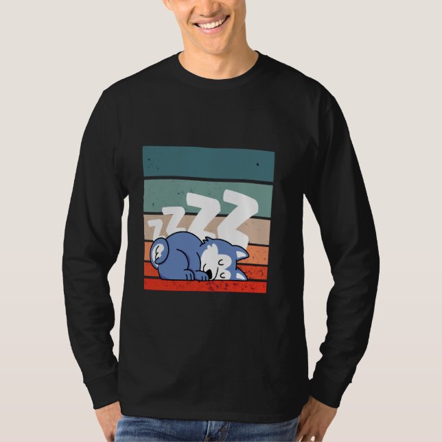 Camiseta Sleeping husky cartoon style adorable zzz animal D (Anverso)