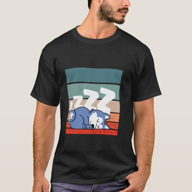 Camiseta Sleeping husky cartoon style adorable zzz animal D (Anverso)