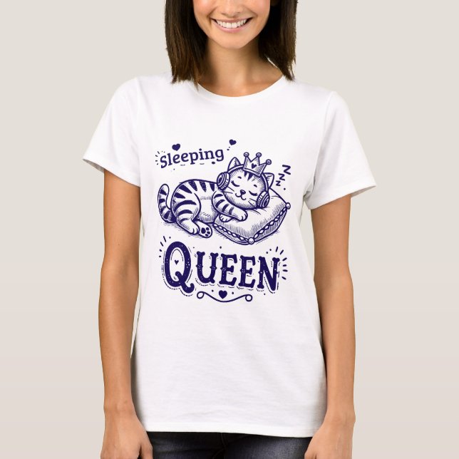 Camiseta Sleeping Queen süßes Kätzchen für Katzenliebhaber (Anverso)