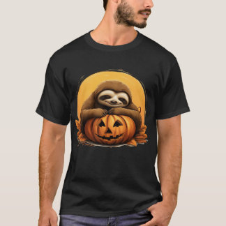 Camiseta Sleeping Sloth and Halloween Pumpkin Classic T-Shi