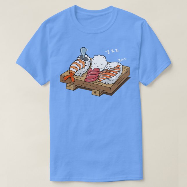 Camiseta Sleeping Sushi Shirt Love Sushi Rolling Funny Japa (Diseño del anverso)