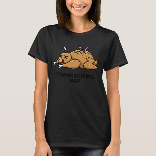 Camiseta Sleeping Turkey Humor Thanksgiving (Anverso)