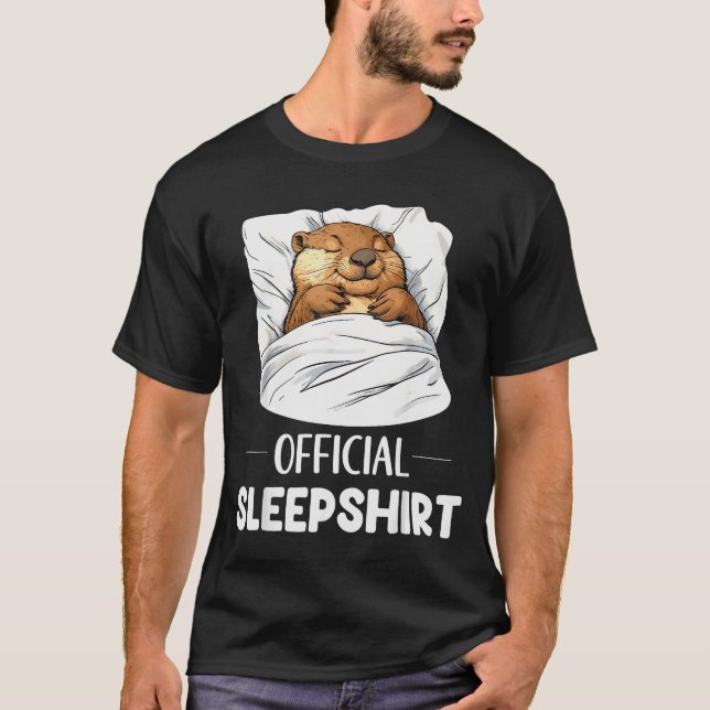 Camiseta Sleepshirt Cute Sleeng Beaver Animal Lover Pajama  (Anverso)