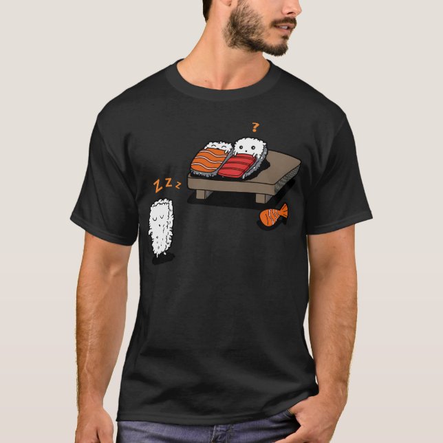 Camiseta Sleepwalking Sushi Funny Kawaii Sushi Cartoon (Anverso)