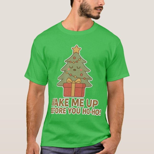 Camiseta Sleepy Christmas Tree Funny Holiday Gift Box Desig (Anverso)