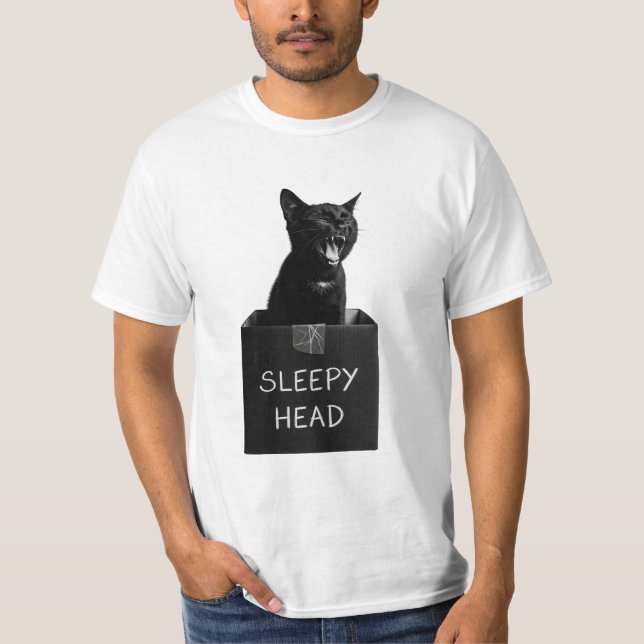 Camiseta Sleepy Head Black Cat (Anverso)
