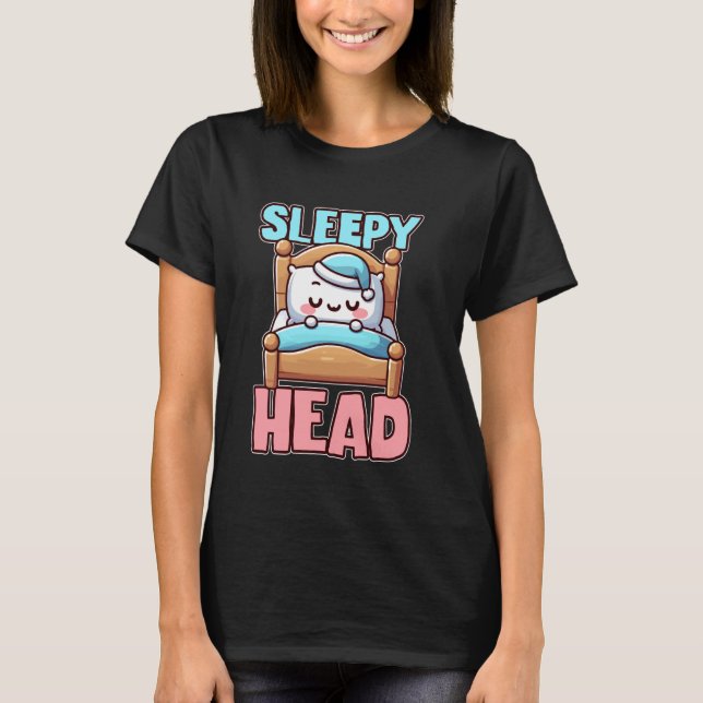 Camiseta Sleepy Head Cute Bedtime Cartoon (Anverso)