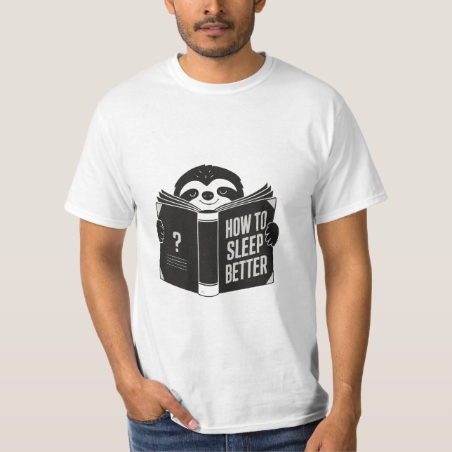 Camiseta Sleepy Sloth leyendo un libro de autoayuda (Anverso)