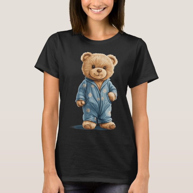 Camiseta Sleepy Teddy Bear In Comfy Pajamas For Boys And Gi (Anverso)