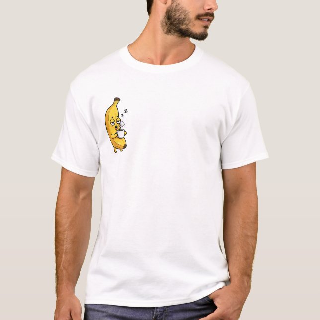 Camiseta Sleepy Yellow Banana Character Holding Steamin (Anverso)