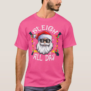 Camiseta Sleigh All Day Cute Santa Gafas de sol Ornamento C