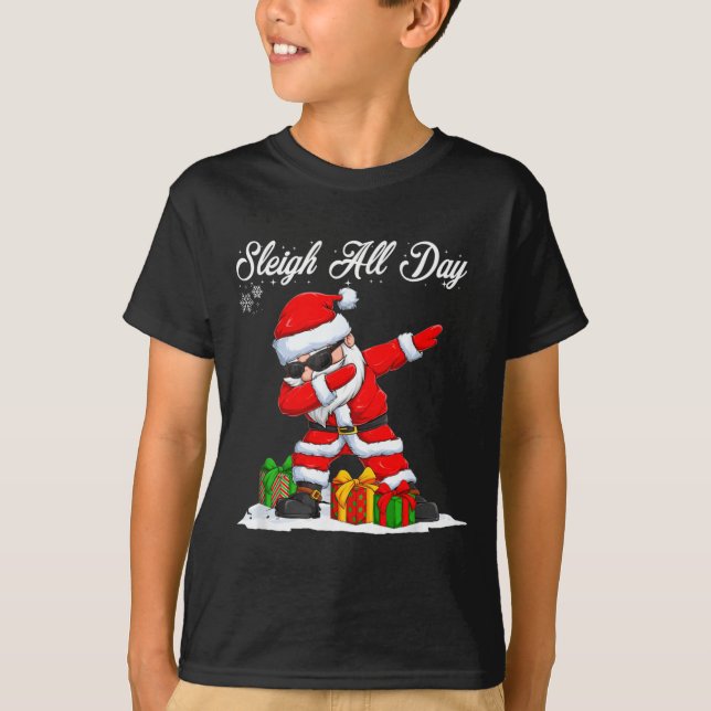 Camiseta Sleigh All Day Dabbing Santa Funny Christmas Xmas  (Anverso)