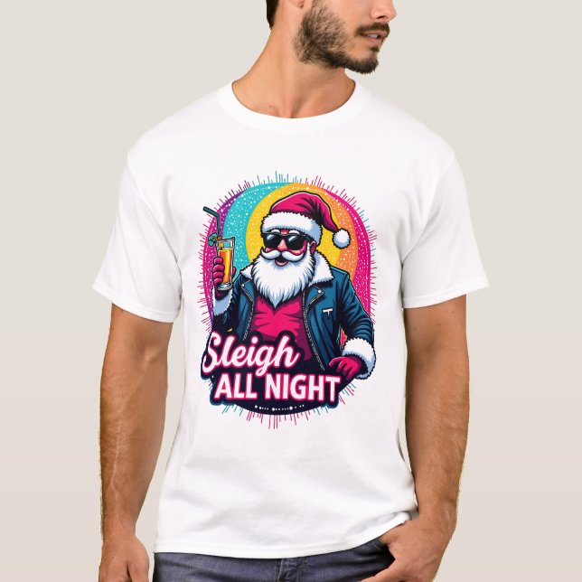 Camiseta Sleigh All Night Psychedelic Santa (Anverso)