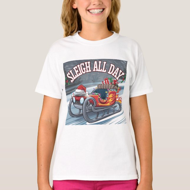 Camiseta Sleigh Todo el día: el Turbo Ride de Santa (Anverso)