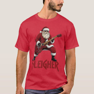 Camiseta Sleigher de Navidad Metal Pesado Santa Rock On Xma