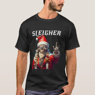 Camiseta Sleigher Skull Santa Rocks Navidades Navidad Hombr
