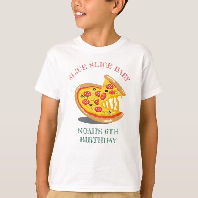 Camiseta Slice Slice Baby Pizza moderna fiesta de cumpleaño (Anverso)