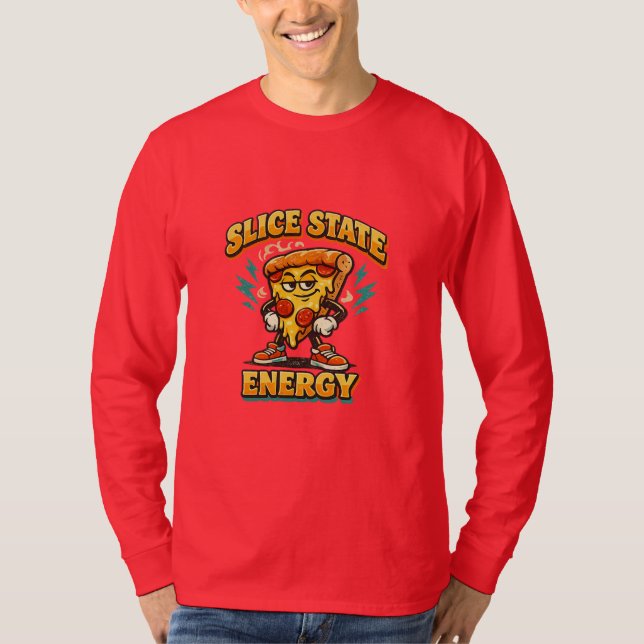 Camiseta Slice State Energy Retro Pizza Lover Funny Graphic (Anverso)