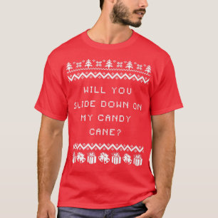 Camiseta Slide Down on My Candy Cane Christmas Joke Xmas Pu