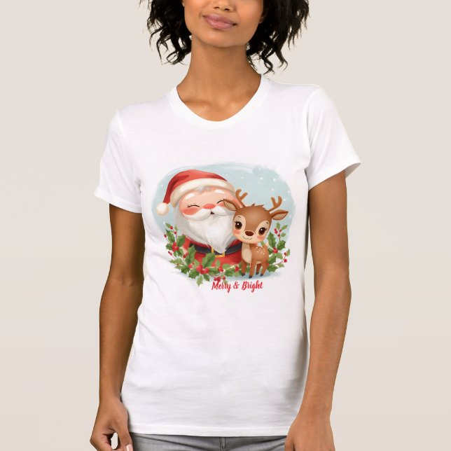 Camiseta Slim-fit women’s Christmas festival white T-shirt (Anverso)