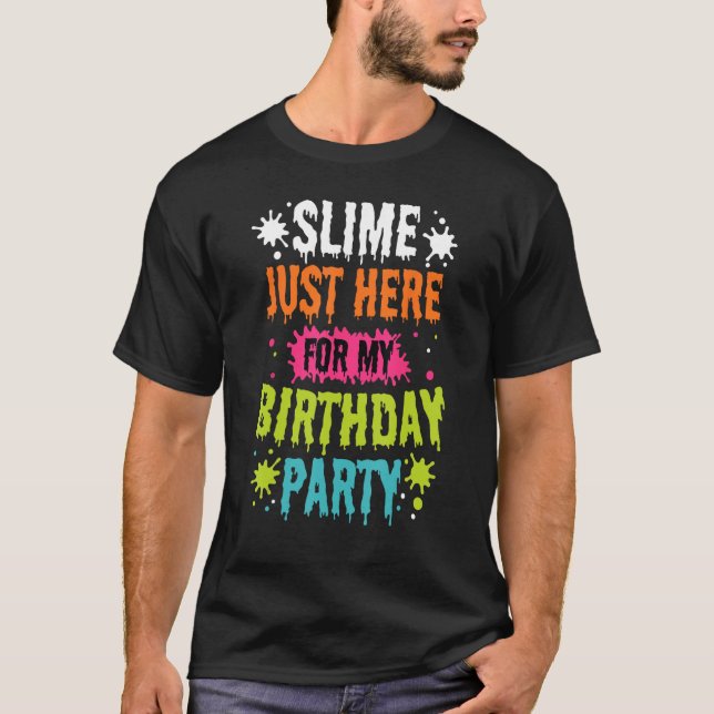 Camiseta Slime Acá Para Mi Fiesta De Cumpleaños Bella Azul (Anverso)
