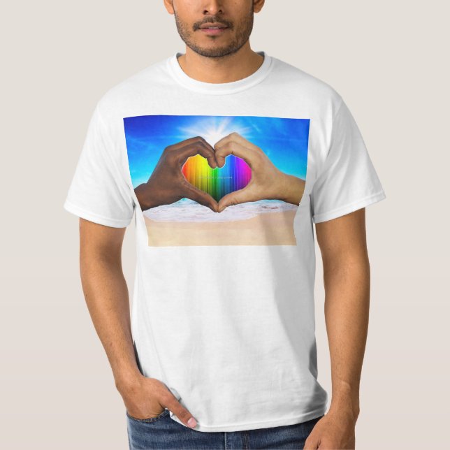 Camiseta SlipperyJoe gradiente de corazón de arcoíris vívid (Anverso)